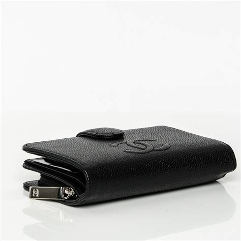 chanel black caviar timeless zipped wallet